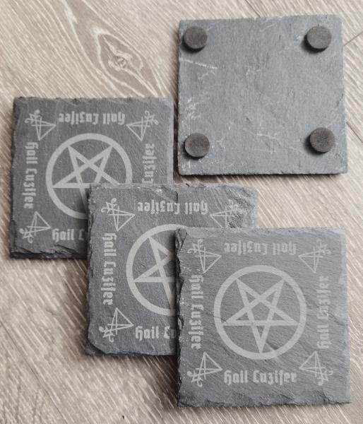 Slate Coaster Set Hail Luzifer