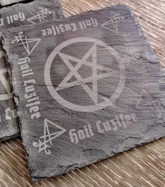 Slate Coaster Set Hail Luzifer